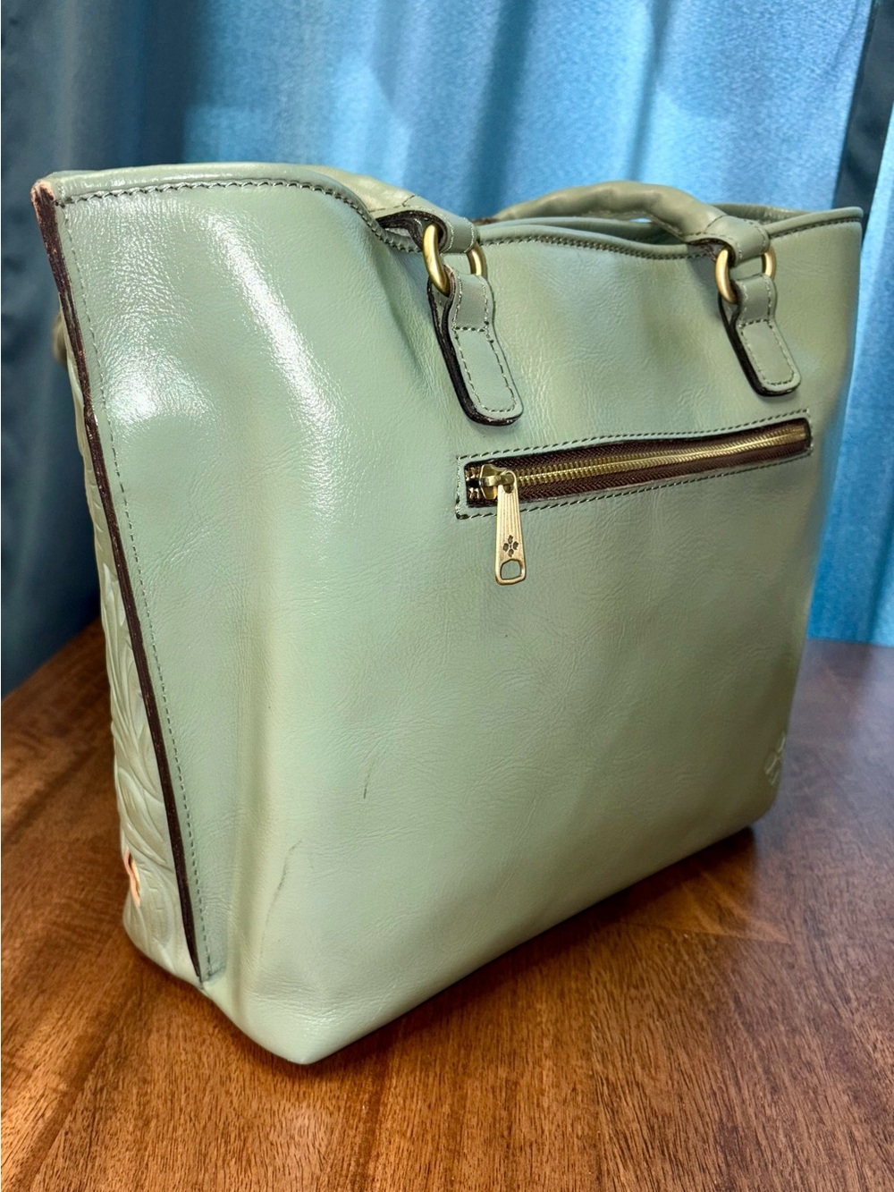 Patricia Nash GUC Adeline Tote Bag - Light Sage Green - Floral Tooled Leather - Picture 14 of 14